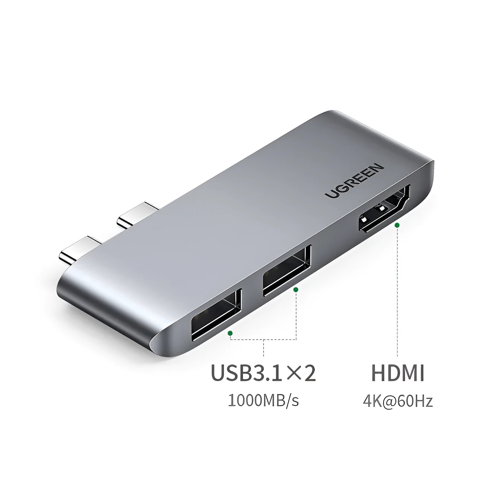 Greenlink Type C Docking Station with RJ-45, HDMI and USB3.1 ports, 0.12m cable
