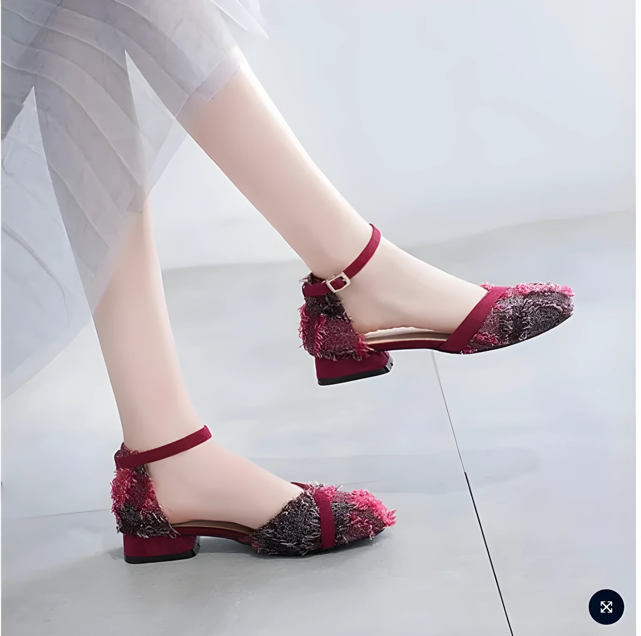 Women's apricot suede D'Orsay flats with an ankle strap and a low 3cm heel.