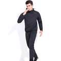 Women's polyester sports suit with black top and tights for running and gym