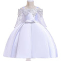 Girls lace-trimmed polyester dress and matching skirt set in dark red, shown in child size.