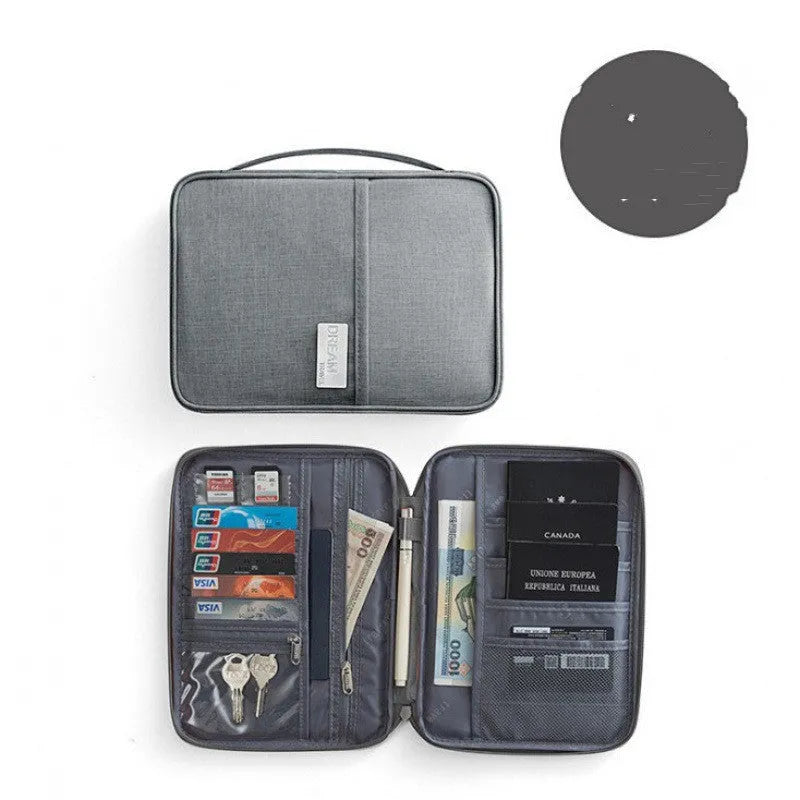 Waterproof cationic fabric passport cover in multiple colours showing small and large travel document sizes