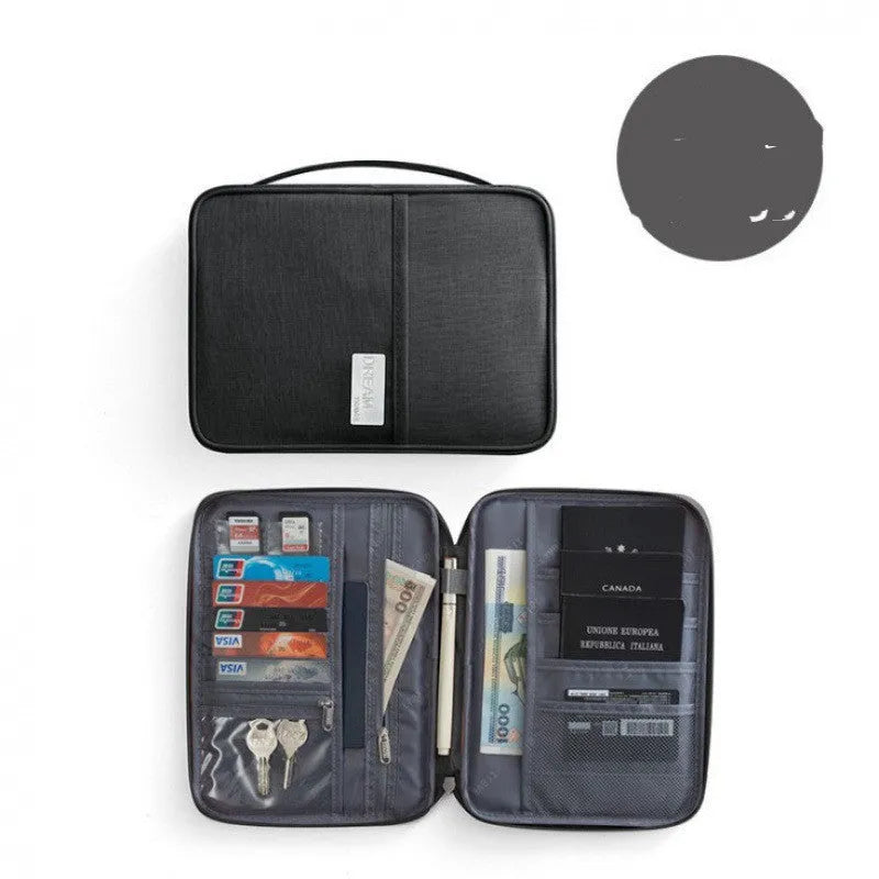 Waterproof cationic fabric passport cover in multiple colours showing small and large travel document sizes