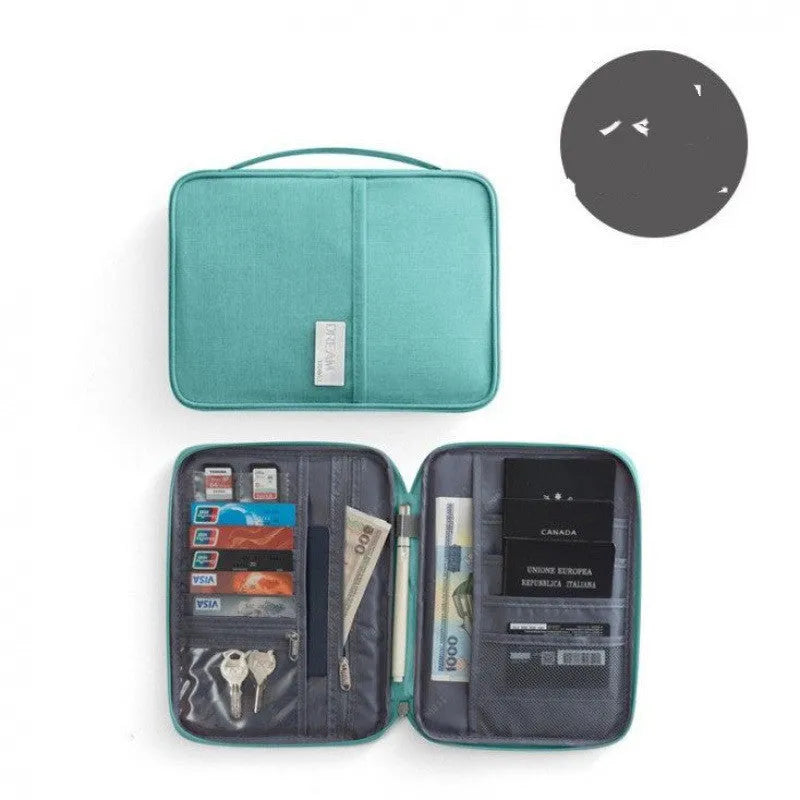 Waterproof cationic fabric passport cover in multiple colours showing small and large travel document sizes