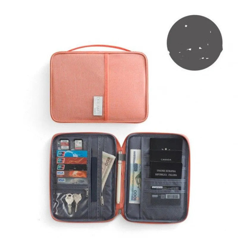 Waterproof cationic fabric passport cover in multiple colours showing small and large travel document sizes