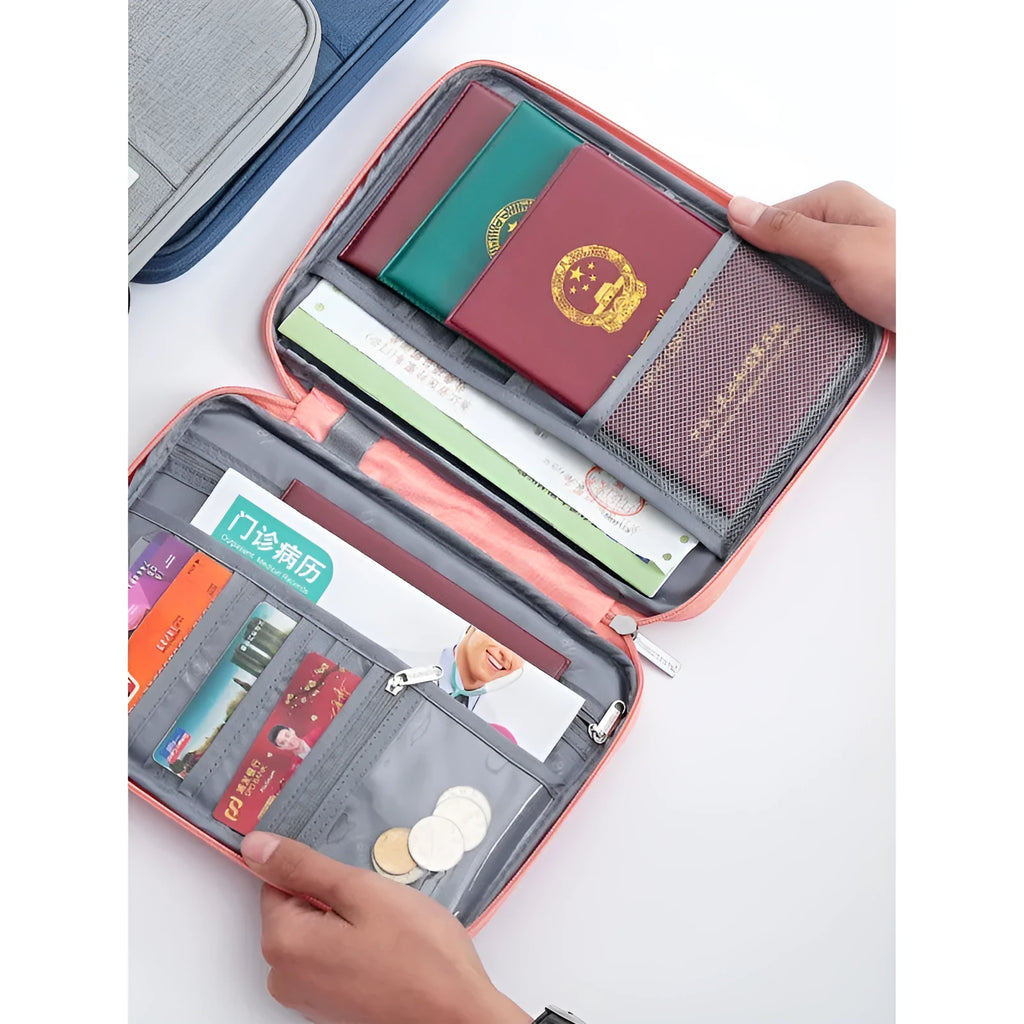 Waterproof cationic fabric passport cover in multiple colours showing small and large travel document sizes