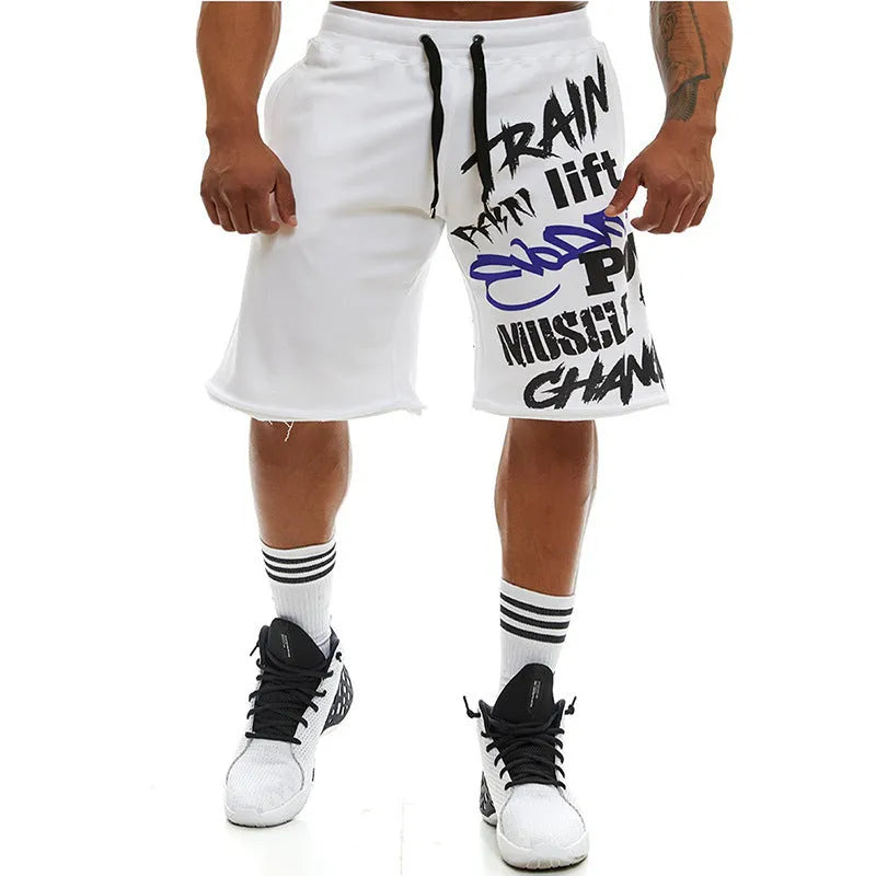 Men's casual workout tactical five-point shorts in cotton spandex blend, high elastic waist, black colour