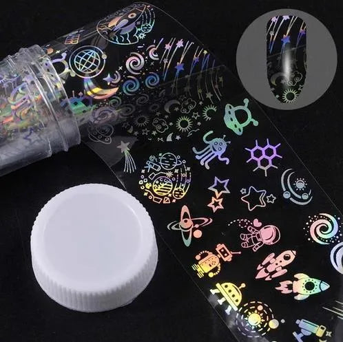 Nail sticker beauty products with 1 metre starry paper and 4 cm width in plastic bottle packaging