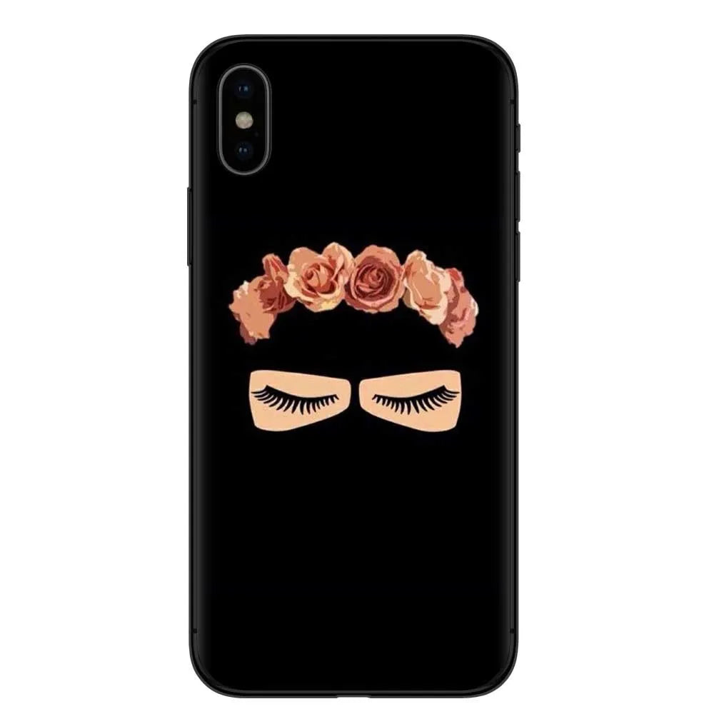 Islamic hijab veil girl TPU phone case with rhinestones floral letters painted design for iPhone