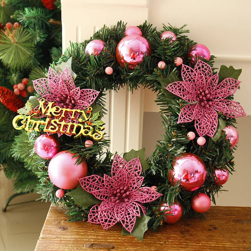 30cm multicolour plastic Christmas wreath hanging on door