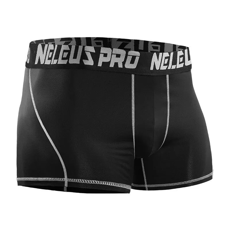 Men's anti-wear compression shorts for running, black colour, polyester fibre, sizes M to XXL