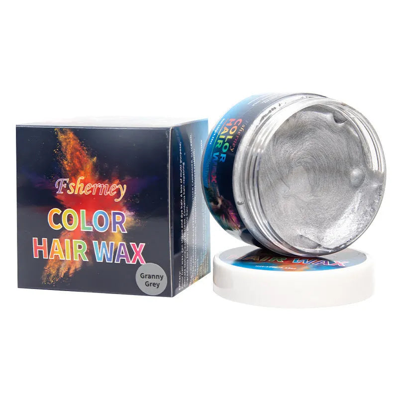 120g hair styling clay container showing colour options including granny grey