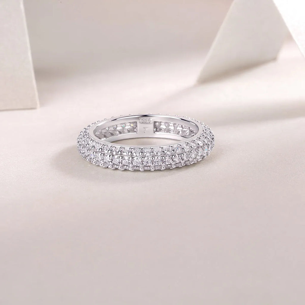 Twilight Beach Moissanite wedding ring set S925 silver platinum plated with GRA certificate in gift box