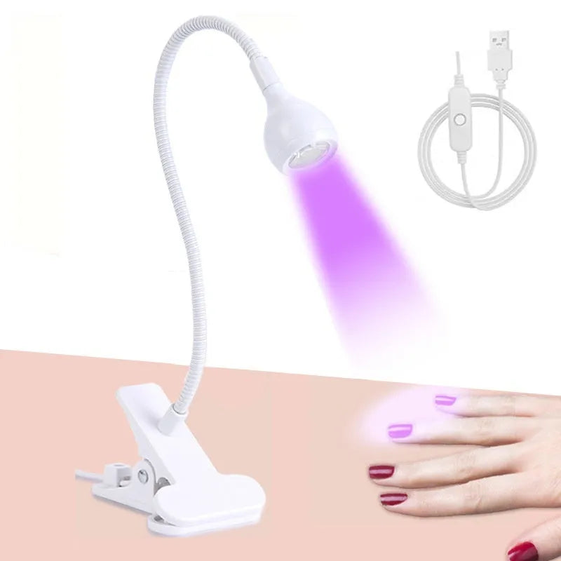 USB clip goose neck nail lamp with 395nm purple light for curing UV nail polish
