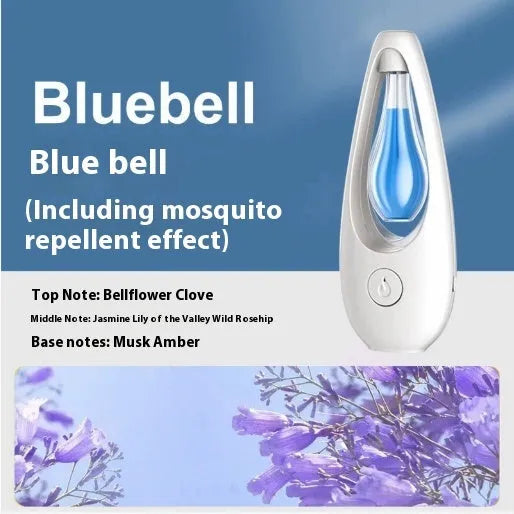 Blue and white ultrasonic plug-in air deodoriser and mosquito repellent diffuser unit.