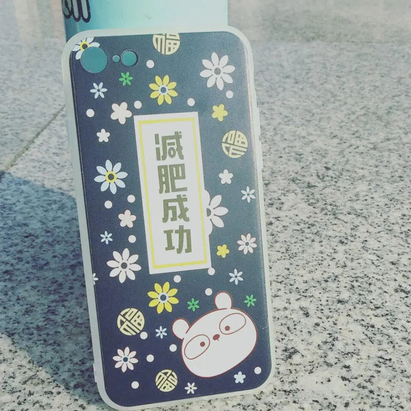 Transparent silicone iPhone case with a printed pink and brown ice cream pattern on the back.