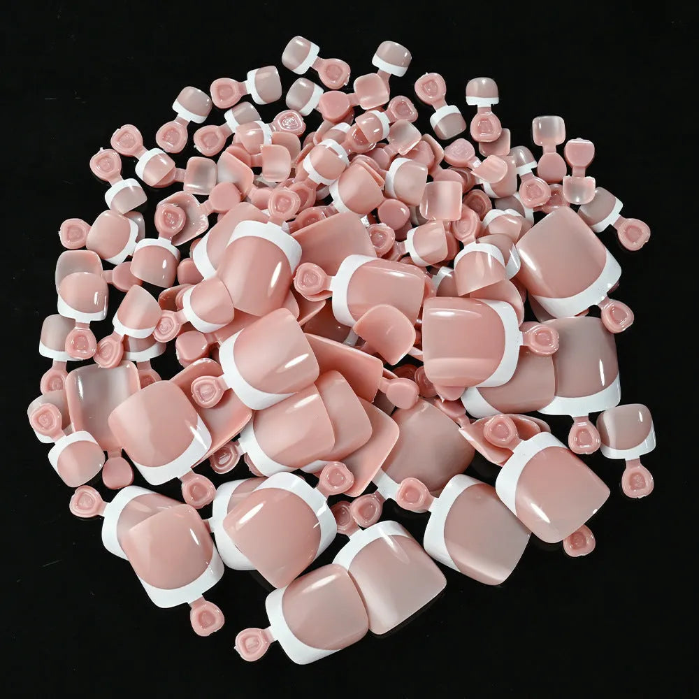 120 French white edge full square toe nail pieces in nude colours for short nail application
