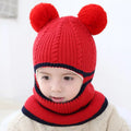 Baby winter scarf hat set in neutral monochrome wool with plus velvet lining for 2-5 year olds