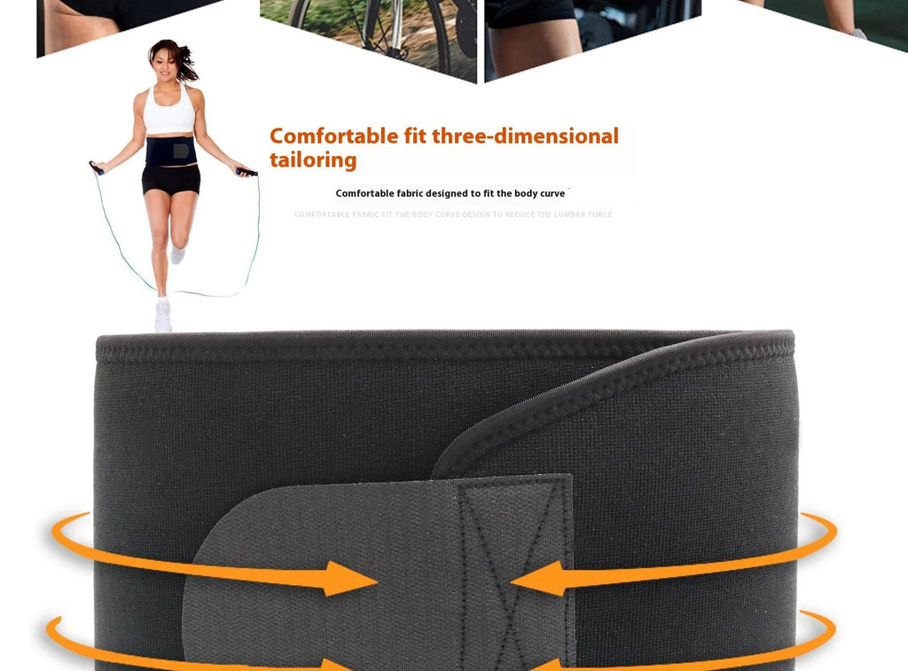 Neoprene lumbar support belt for running and fitness waist protection in black, blue or pink