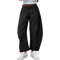 Cotton loose cropped sweatpants with elastic waist in seven colour options including apricot and army green
