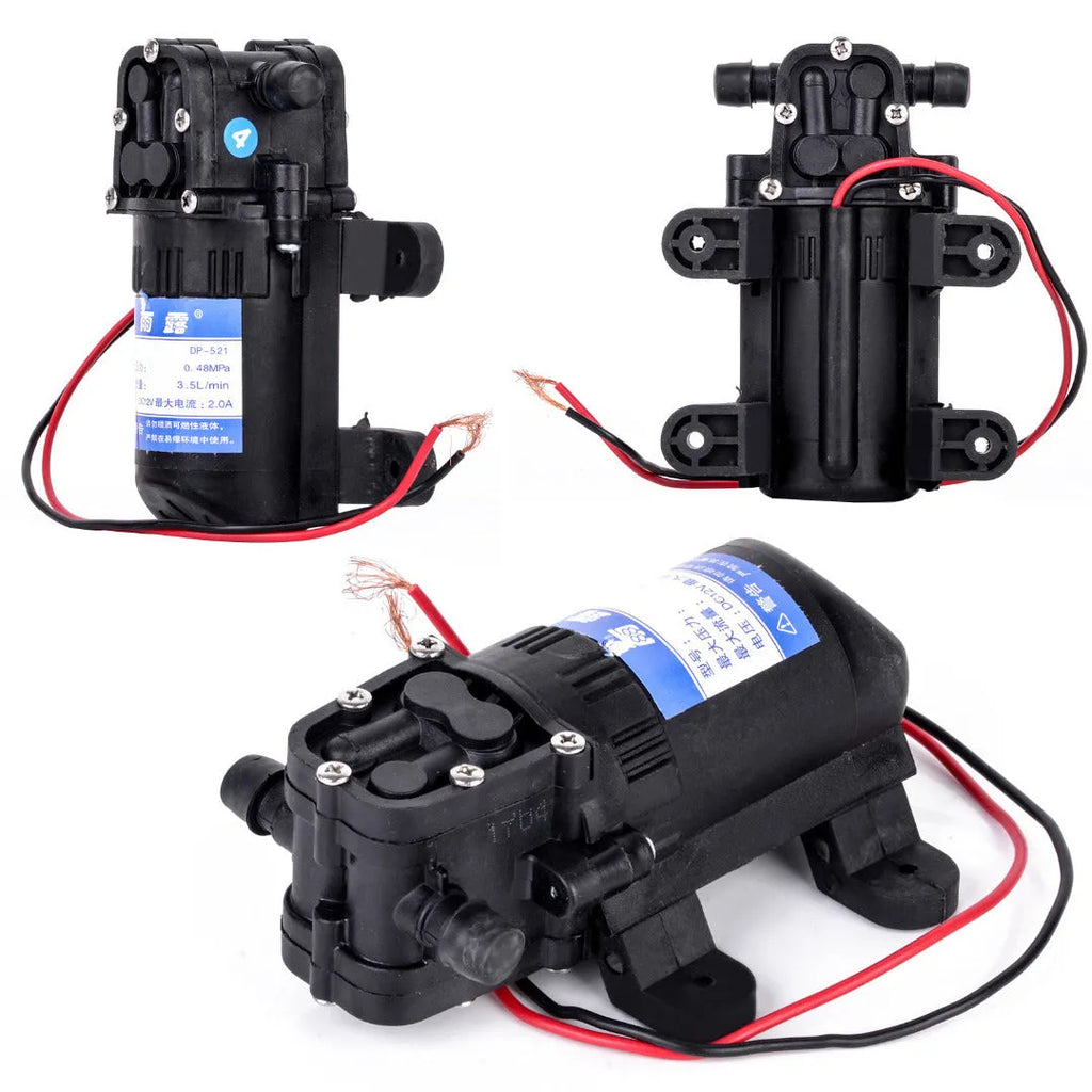 12V DC electric water pump motor with engineering plastic housing and pure copper motor, backflow colour option, 12.5 cm size
