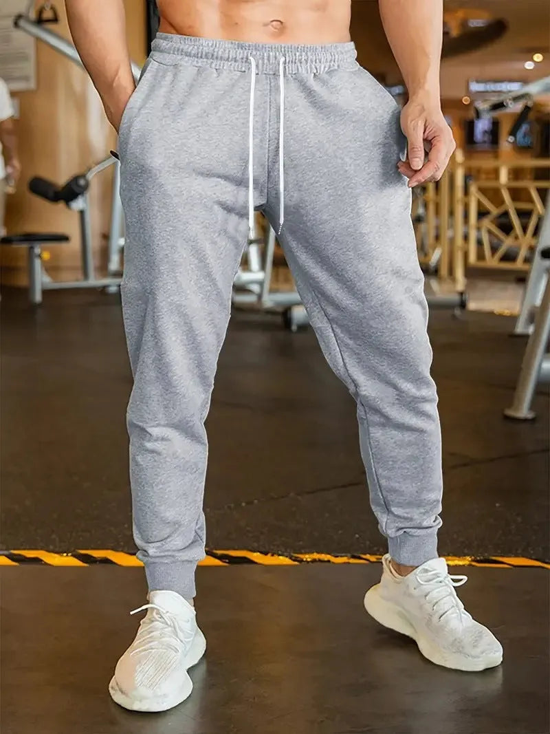 Men's linen leisure trousers with 3D pattern and drawstring waist in loose fit