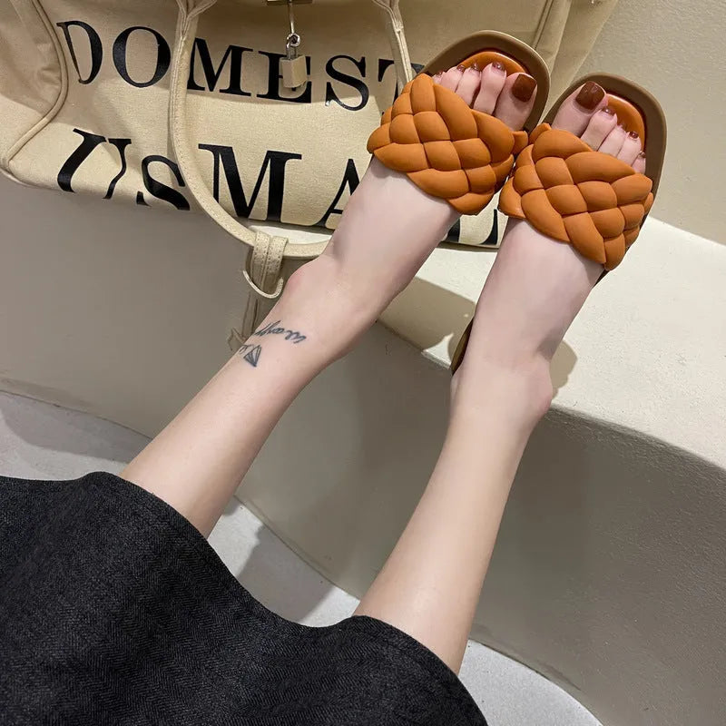 Women's plaid pattern PVC beach sandals with a thick non-slip sole, shown in multiple colours.