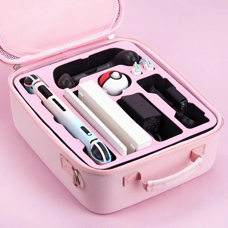 Large black Nintendo Switch storage bag showing game card slots and a diagonal carry strap.