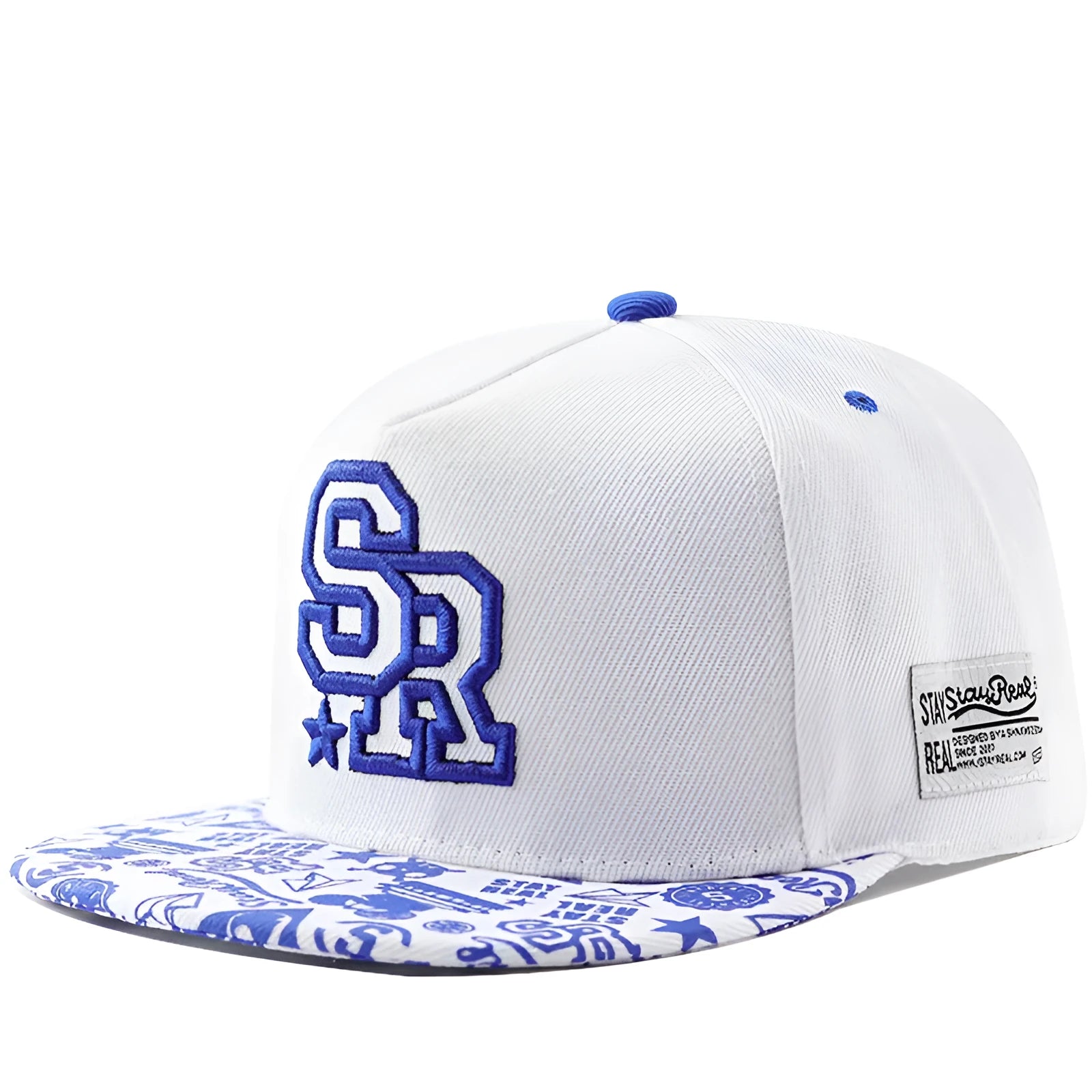 Cotton baseball cap with dome crown and embroidered letters in black or white colour