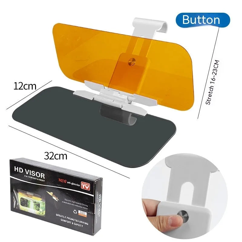 Universal car sun visor accessory with telescopic installation for glare reduction