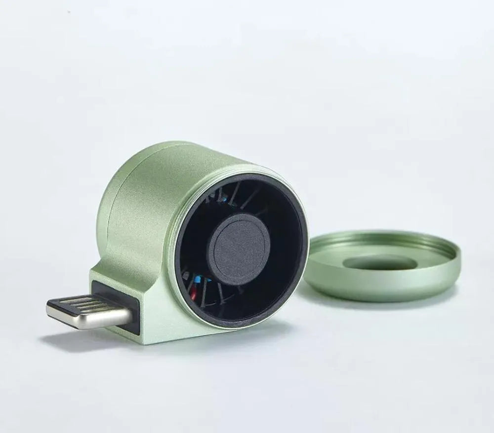 USB mini diffuser car air purifier in grey colour, portable solid device for fresh air