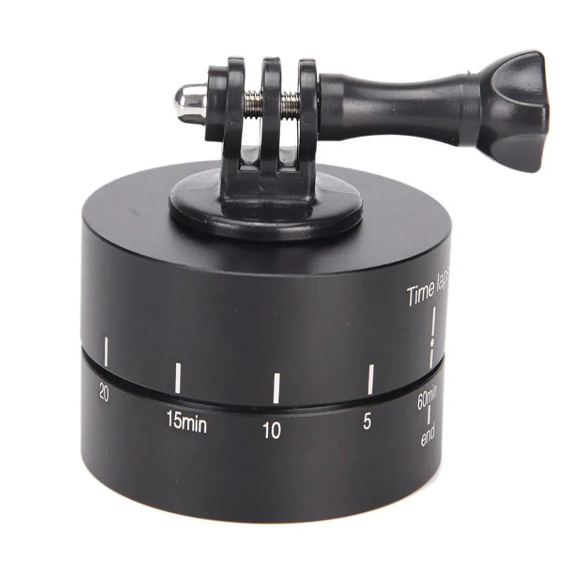 360-degree auto rotate camera tripod head base compatible with GoPro, SLR, and iPhone cameras