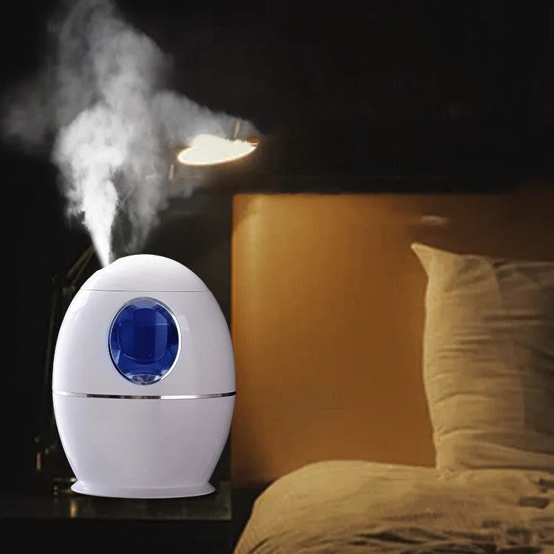 White columnar anion air humidifier with USB cable and 1.5 litre water tank capacity