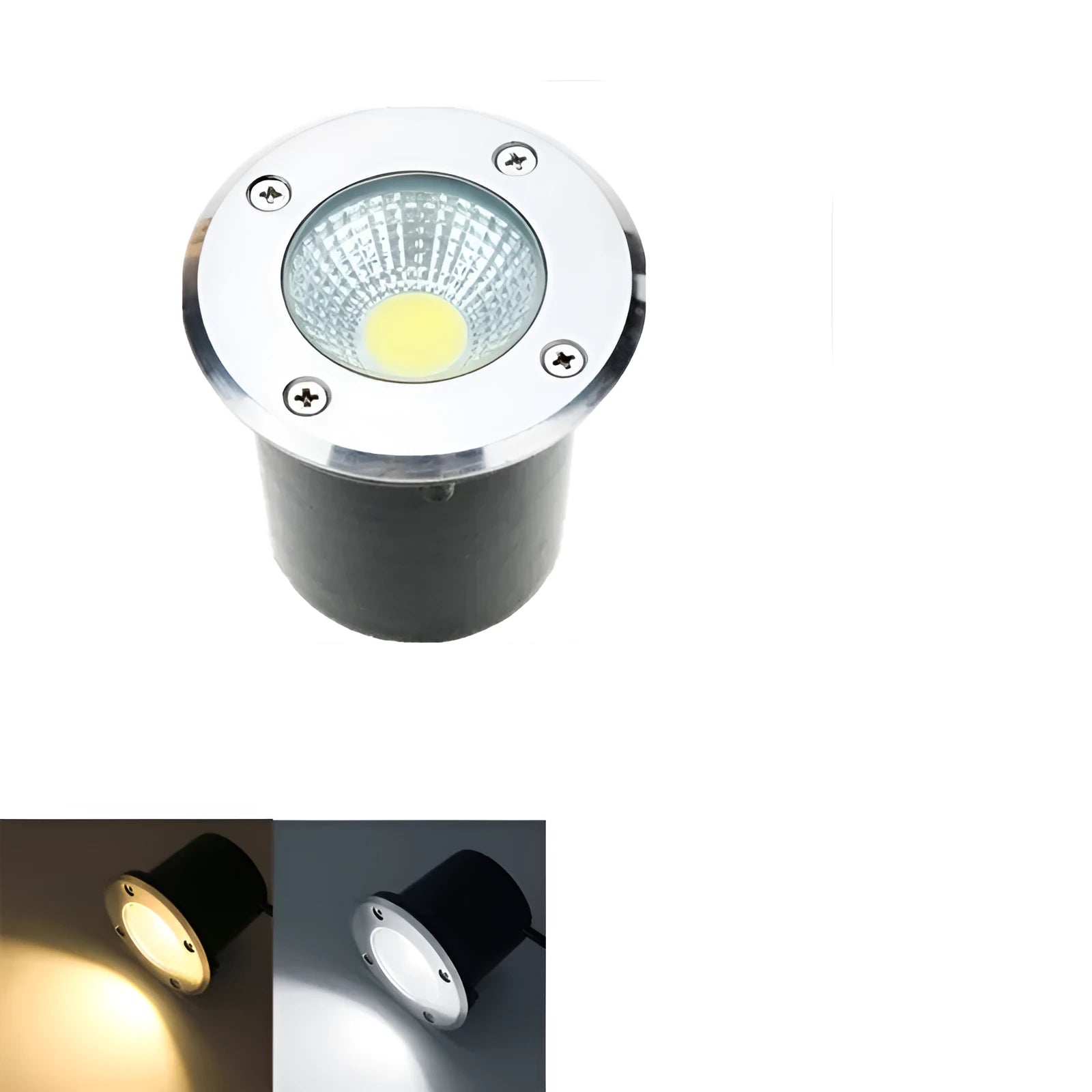 Round black stainless steel LED COB underground light for recessed outdoor garden installation