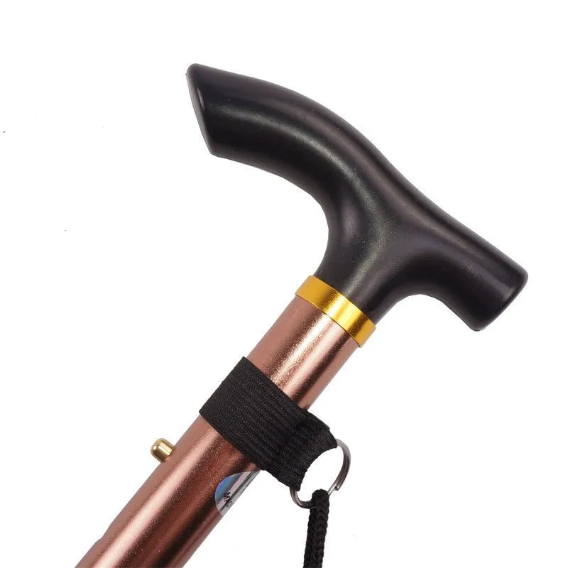 Aluminum alloy folding walking stick with adjustable height and non-slip rubber tip
