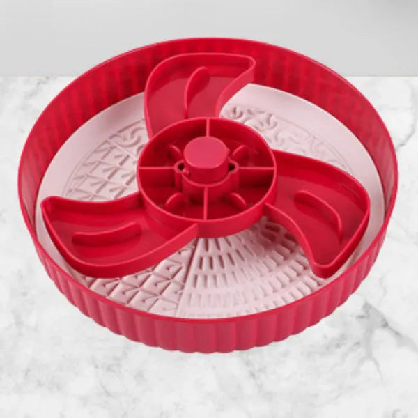 Pet feeding bowl with rotating game board and anti-choke silicone pad in multiple colour options