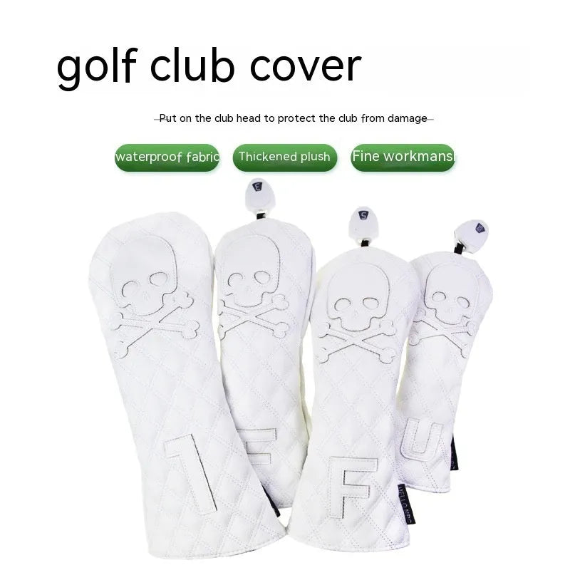 Black and white waterproof PU protective cover for golf wooden poles and clubs.