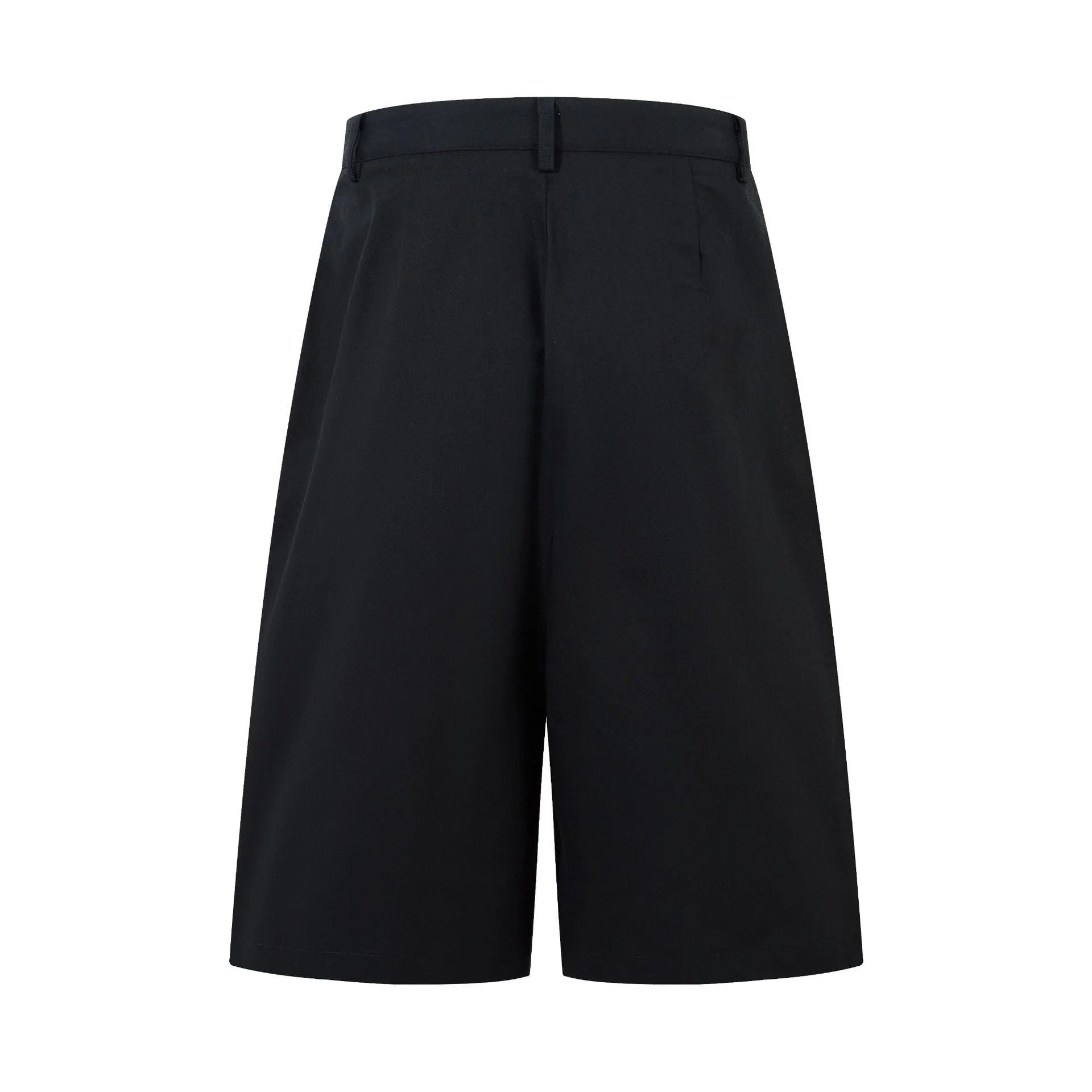 Retro wide leg straight cut denim middle pants in black and green colours showing loose fit and fifth pants length