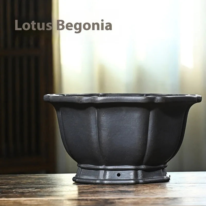 Handmade purple sand round flower pot simple elegant colour for indoor plants