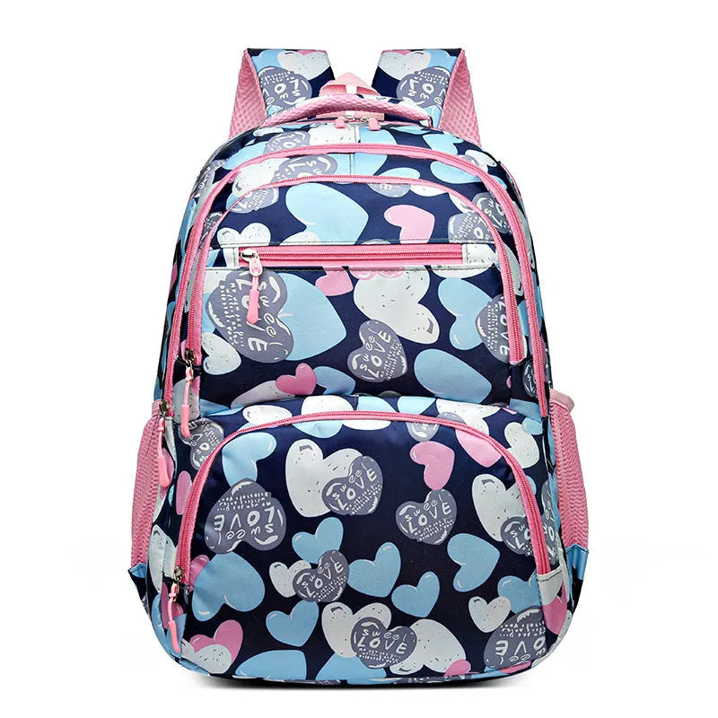 Blue student school backpack with air pillow straps and large main compartment
