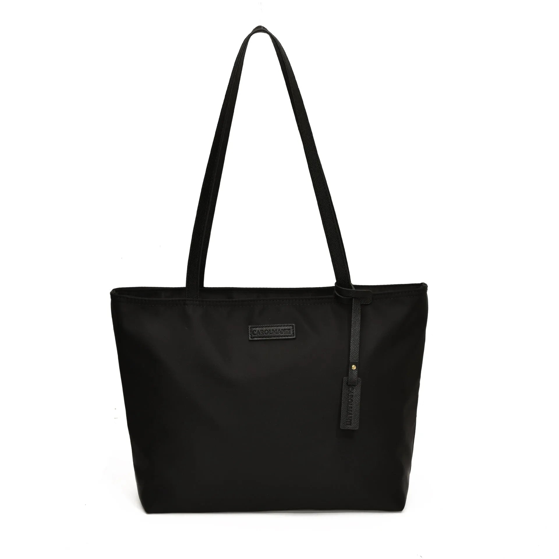 Women's large capacity soft Oxford cloth shoulder bag in black, horizontal square shape with double straps