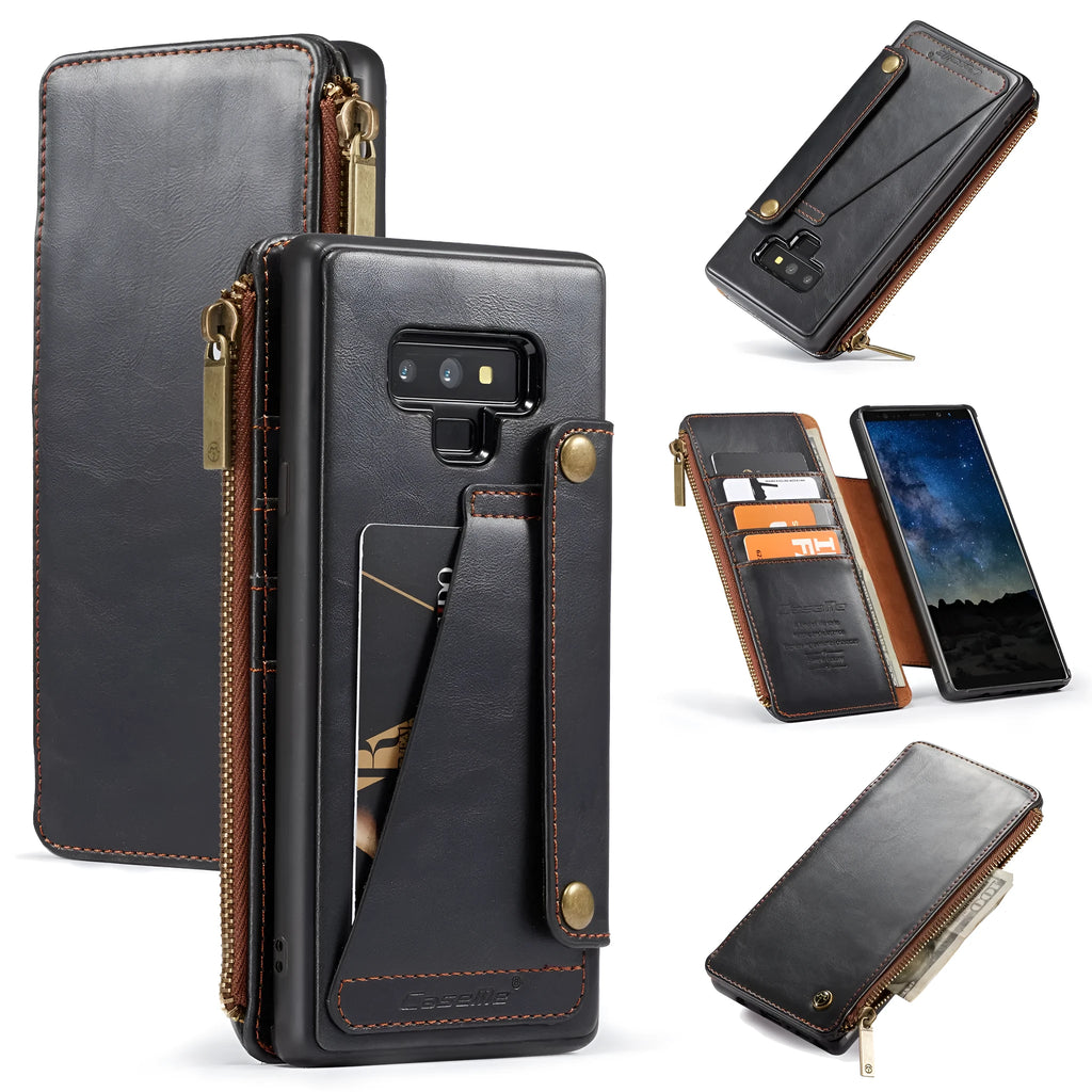 SAMSUNG Galaxy Note9 leather flip phone case in Black, Brown and Red colours