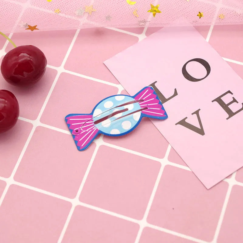 Children's metal barrette with baking varnish finish, colour-printed watermelon design