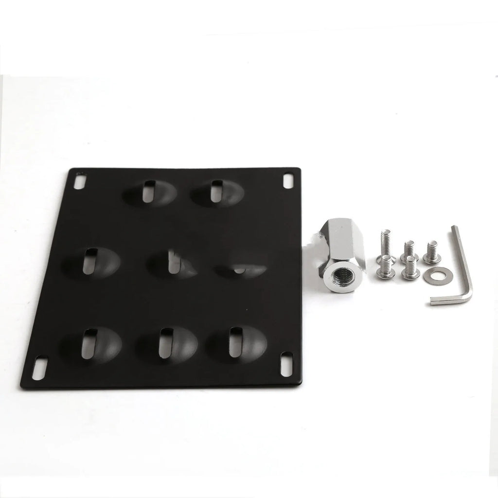 Metal American licence plate frame with integrated trailer hook for car modification on a vehicle