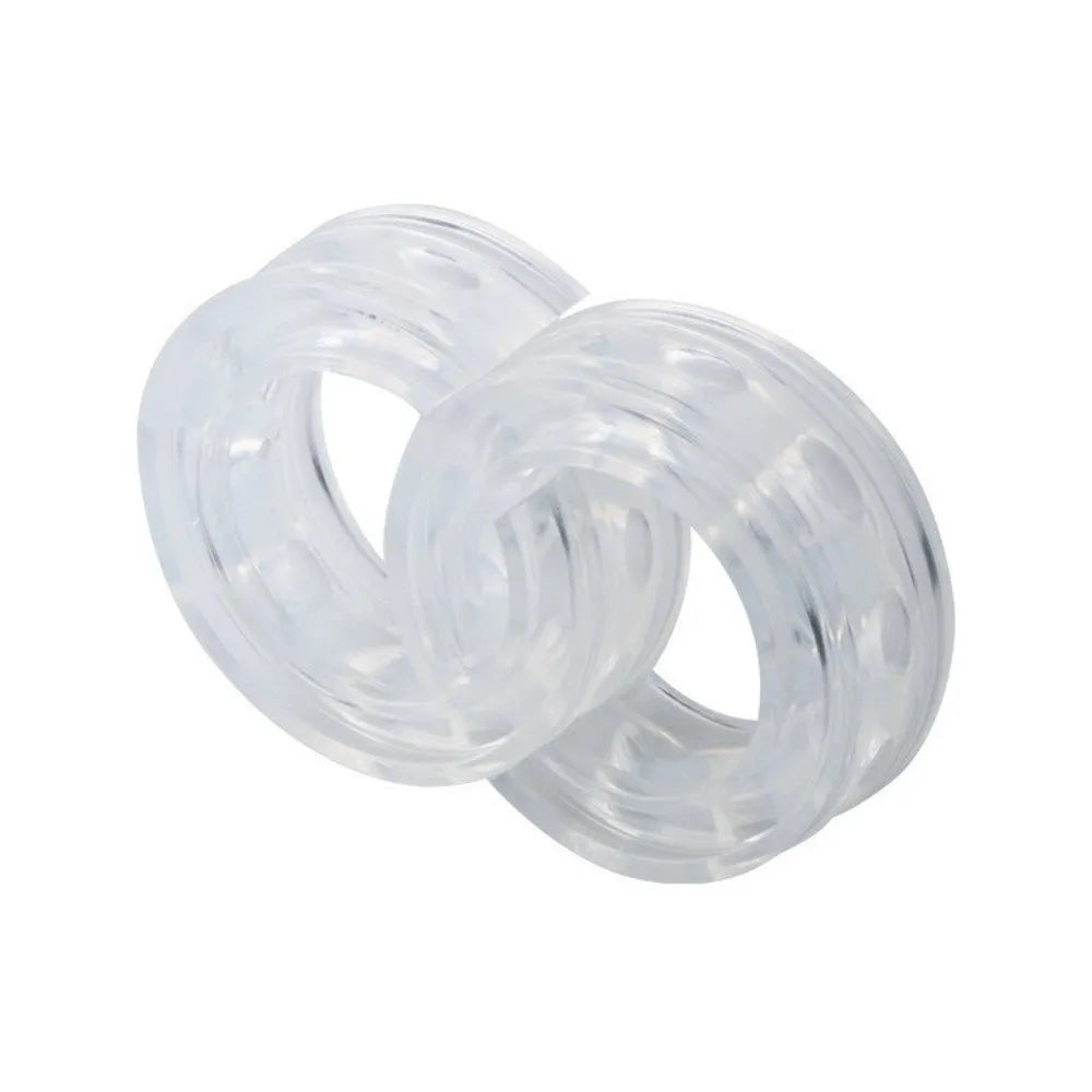 Transparent rubber car spring shock absorber buffers showing six size options for suspension modification