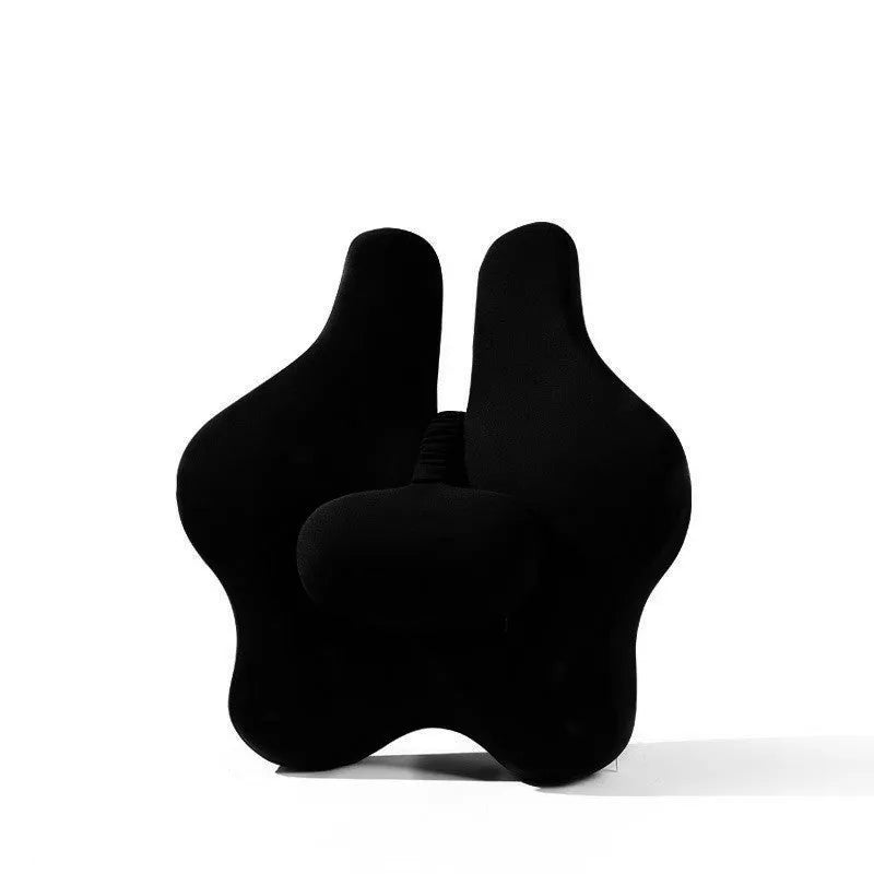 Memory foam car cushion with adjustable lumbar support in black colour on vehicle seat