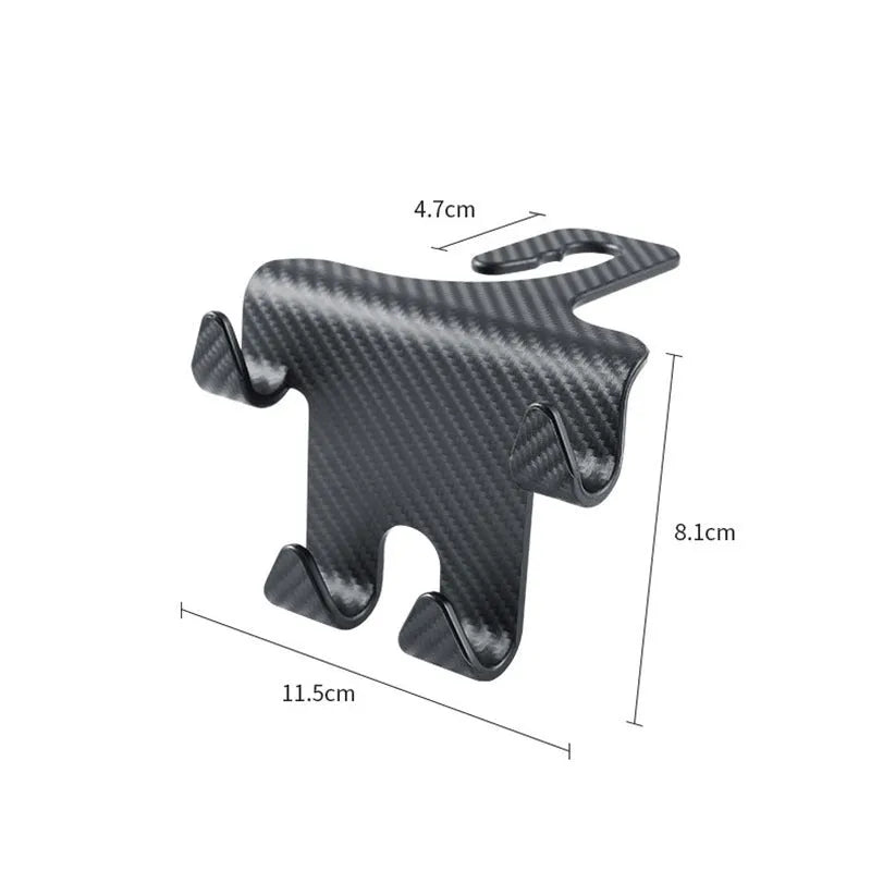 Black ABS plastic car multifunction hook bracket with integrated mobile phone holder