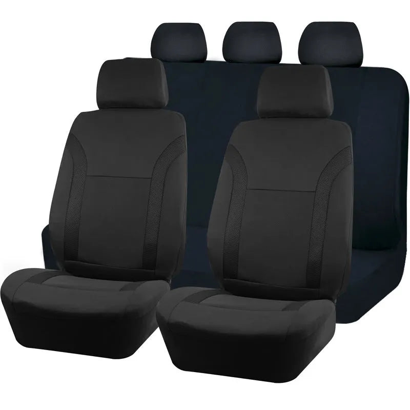 Universal polyester car seat cover set in choice of colours, showing front and rear seat cover pieces.