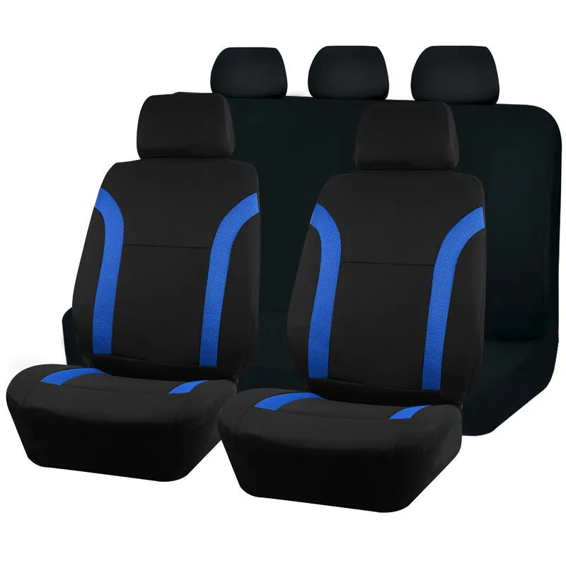 Universal polyester car seat cover set in choice of colours, showing front and rear seat cover pieces.