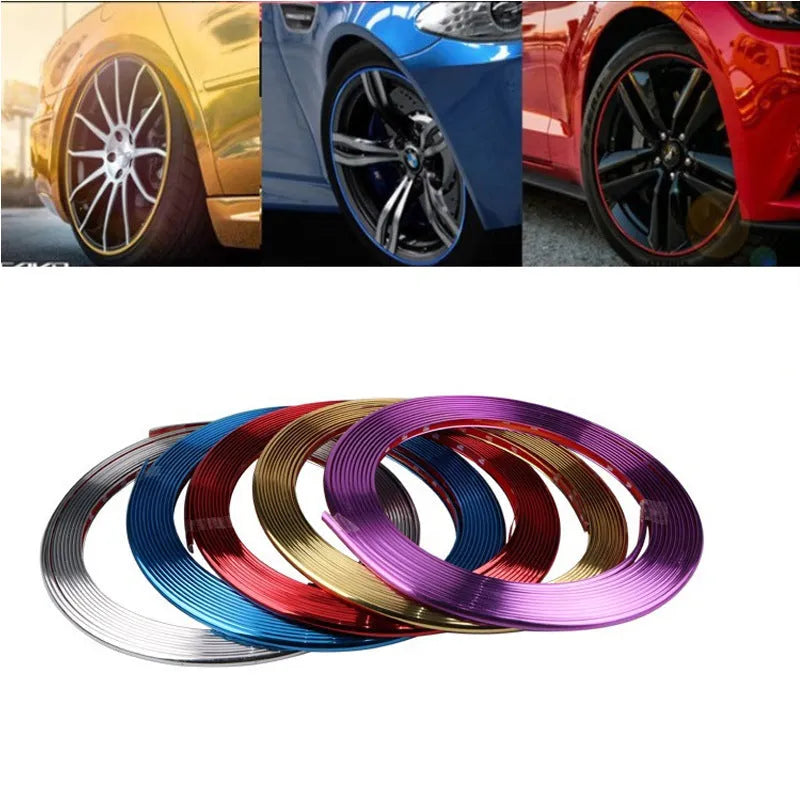 Electroplated purple PVC wheel hub trim roll for car wheel decoration and protection