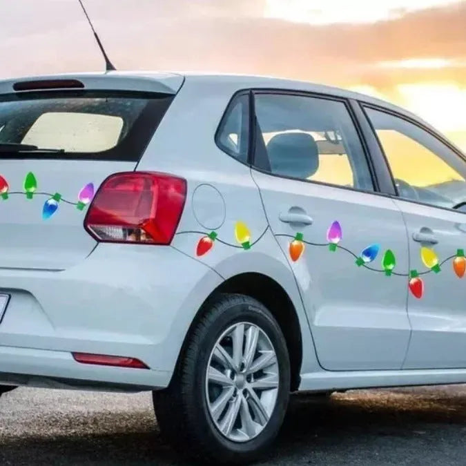 Magnetic Christmas light bulb reflective stickers set with 24 bulbs and 12 wires for refrigerator car garage decoration